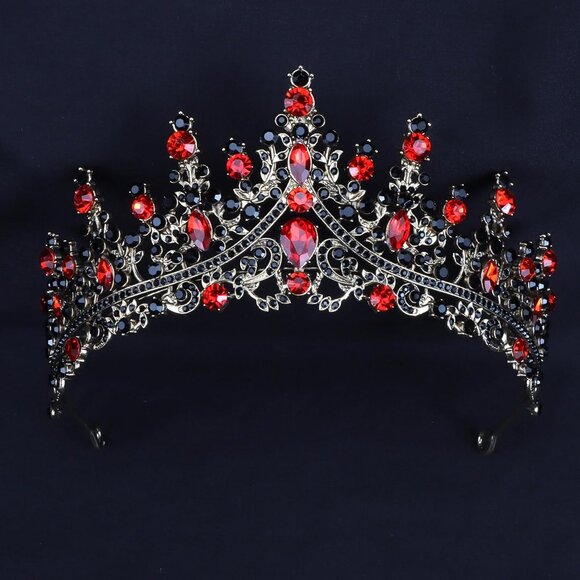 Gothic Crown Tiara for Women Queen of Hearts Costume Halloween Party Accessory - Picture 7 of 7